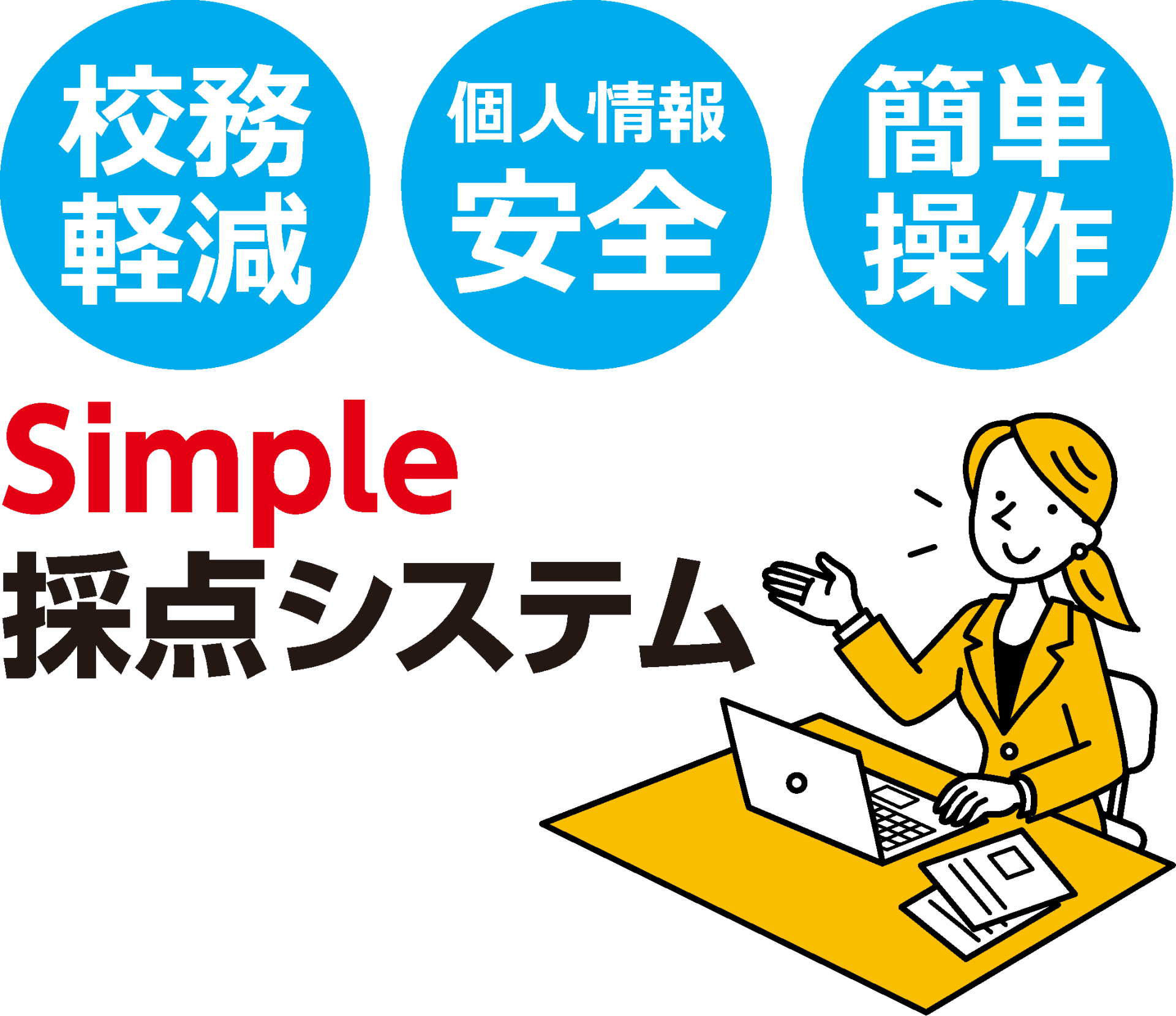 校務軽減・個人情報安全・簡単操作なSimple採点システムです。